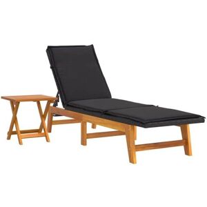 Helloshop26 Sillón de Madera de Acacia con Respaldo Ajustable y Mesa Helloshop26 Sillón de Madera de Acacia con Respaldo Ajustable y Mesa
