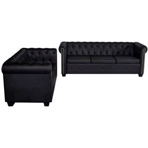HELLOSHOP26 - Chesterfield 2+3 - Negro - Cuero sintético HELLOSHOP26 - Chesterfield 2+3 - Negro - Cuero sintético