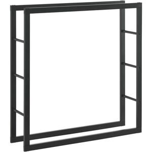 HelloShop26 - L120 - Negro - 100x25x100 cm - Estante para leña HelloShop26 - L120 - Negro - 100x25x100 cm - Estante para leña