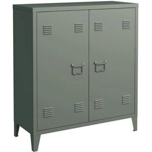 HelloShop26 - Armario de oficina 2 puertas - 90x80x33 cm - Gris acero - Armario de almacenamiento HelloShop26 - Armario de oficina 2 puertas - 90x80x33 cm - Gris acero - Armario de almacenamiento