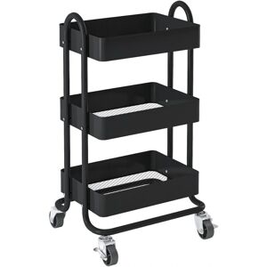 HELLOSHOP26 Modelo 03_0006800 - Carro de servicio con 3 cestas de acero, negro HELLOSHOP26 Modelo 03_0006800 - Carro de servicio con 3 cestas de acero, negro