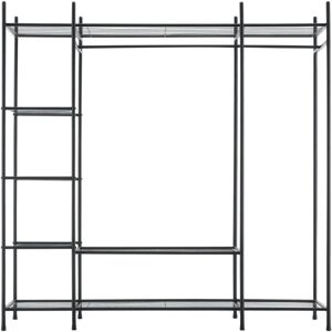 HELLOSHOP26 Armario con baldas 6 superficies de almacenamiento acero lacado 150 x 150 x 40 cm negro - Wardrobe HELLOSHOP26 Armario con baldas 6 superficies de almacenamiento acero lacado 150 x 150 x 40 cm negro - Wardrobe