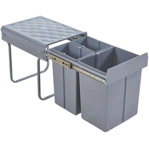 en.casa Cubo de Basura Empotrado - 3 Cubos, Gris - Ahorra Espacio, Para Mueble 40cm en.casa Cubo de Basura Empotrado - 3 Cubos, Gris - Ahorra Espacio, Para Mueble 40cm