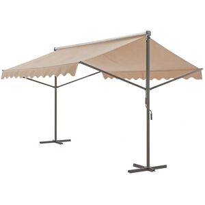 Helloshop26 - Toldo retráctil de doble vertiente 400x300x260cm arena Helloshop26 - Toldo retráctil de doble vertiente 400x300x260cm arena