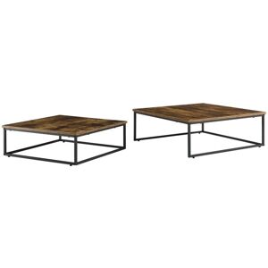 HELLOSHOP26 Juego de 2 mesas nido Haninge efecto madera oscura - Mesas laterales HELLOSHOP26 Juego de 2 mesas nido Haninge efecto madera oscura - Mesas laterales