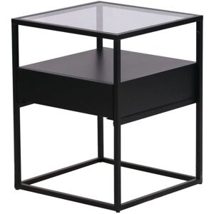 HELLOSHOP26 - Vissenbjerg - negro mate - acero lacado - vidrio templado - mesa auxiliar HELLOSHOP26 - Vissenbjerg - negro mate - acero lacado - vidrio templado - mesa auxiliar