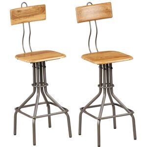 HELLOSHOP26 Taburetes de bar de teca reciclada - Estilo industrial - Pack de 2 HELLOSHOP26 Taburetes de bar de teca reciclada - Estilo industrial - Pack de 2
