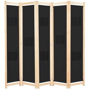 HELLOSHOP26 5-panel - Negro - Tela y Madera - Separador de ambientes HELLOSHOP26 5-panel - Negro - Tela y Madera - Separador de ambientes