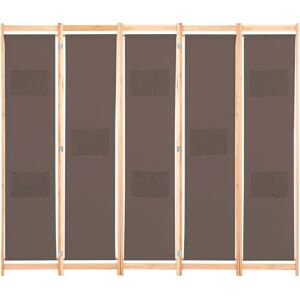 HelloShop26 - 5-panel Fabric Room Divider - Marrón - 200 x 170 x 4 cm - Room divider HelloShop26 - 5-panel Fabric Room Divider - Marrón - 200 x 170 x 4 cm - Room divider