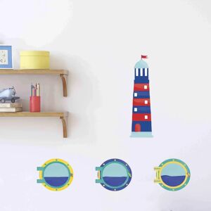 Autocollant mural Draeger Paris pour chambre d'enfant - Thème navire et phare - Publicité Autocollant mural Draeger Paris pour chambre d'enfant - Thème navire et phare - Publicité