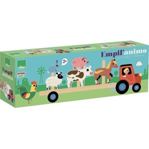 Vilac Modell 7602 Roter Holztraktor mit Tieren - Stapelspielzeug Vilac Modell 7602 Roter Holztraktor mit Tieren - Stapelspielzeug