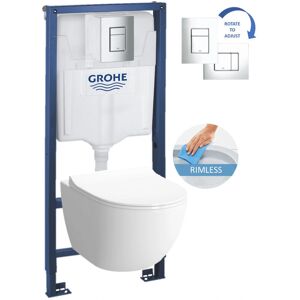 Grohe Vitra Sento RimEx Toilet Set - Soft Close, Chrom Control Plate Grohe Vitra Sento RimEx Toilet Set - Soft Close, Chrom Control Plate
