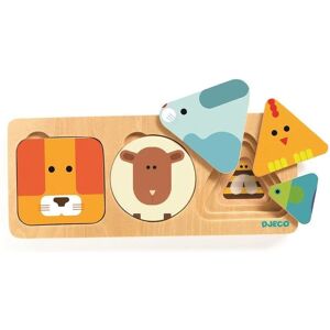 DJECO Holztiere Puzzle - 3 Ebenen, Formenerkennung - Lerndes Spiel DJECO Holztiere Puzzle - 3 Ebenen, Formenerkennung - Lerndes Spiel
