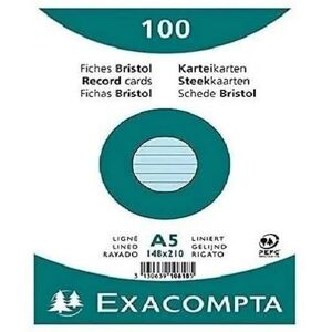 Lot de 100 fiches Bristol Exacompta - Couleurs assorties, 148x210mm Lot de 100 fiches Bristol Exacompta - Couleurs assorties, 148x210mm