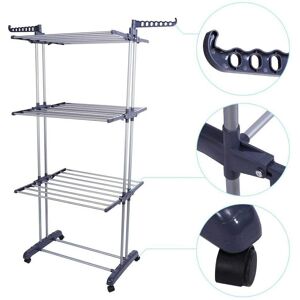 HYGRAD Grey Folding Clothes Airer Horse 3 Tier Rolling Casters Drying Rack - Clothes Airer HYGRAD Grey Folding Clothes Airer Horse 3 Tier Rolling Casters Drying Rack - Clothes Airer