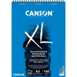 Canson XL Mixed Media Drawing Paper Block - A3, 50 Sheets, Spiral Canson XL Mixed Media Drawing Paper Block - A3, 50 Sheets, Spiral