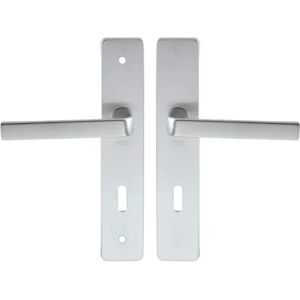 Ensemble Poignée de Porte Kaza - Argent - 220x42 mm - 195 mm Interaxe - Publicité Ensemble Poignée de Porte Kaza - Argent - 220x42 mm - 195 mm Interaxe - Publicité