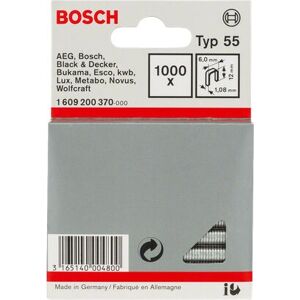 Bosch Zubehör Typ 55 Schmalrückenklammer - 1,08 x 12 x 6 mm - 1000er-Pack - 1609200370 - Klammern Bosch Zubehör Typ 55 Schmalrückenklammer - 1,08 x 12 x 6 mm - 1000er-Pack - 1609200370 - Klammern