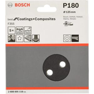Bosch Accessoires 2608605118 Papier de verre au carbure de silicium - 125mm, G180 - 5 pcs - Publicité Bosch Accessoires 2608605118 Papier de verre au carbure de silicium - 125mm, G180 - 5 pcs - Publicité