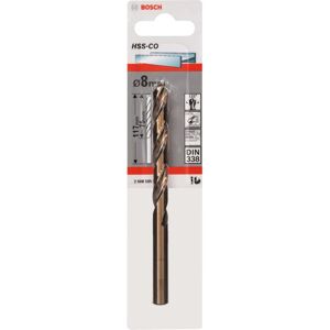 Bosch Drill Bit - 8mm, Long-lasting for stainless steel, DIN 338, 135° split point Bosch Drill Bit - 8mm, Long-lasting for stainless steel, DIN 338, 135° split point