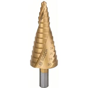 Bosch HSS Step Drill - 6-30mm, TiN Coated, 93.5mm Bosch HSS Step Drill - 6-30mm, TiN Coated, 93.5mm