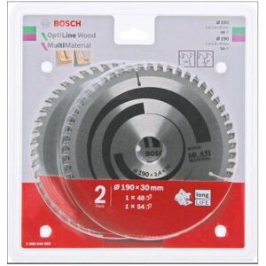 Bosch 190x30 Talerze do piły kołowej Multi Materiał i Drewno - 2 szt Bosch 190x30 Talerze do piły kołowej Multi Materiał i Drewno - 2 szt