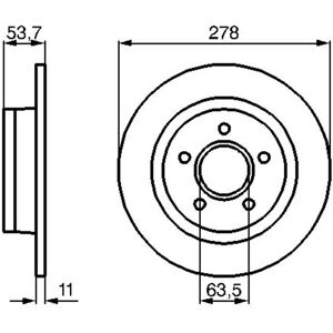 Bosch jarrulevy Transit Connect Mk1 - Takaa, 278mm Ø, 11mm Paksuus, Täysi Tukeva Bosch jarrulevy Transit Connect Mk1 - Takaa, 278mm Ø, 11mm Paksuus, Täysi Tukeva
