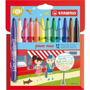 STABILO Power Max Filzstift Mehrfarbig - 12 Stück - Großspitze STABILO Power Max Filzstift Mehrfarbig - 12 Stück - Großspitze