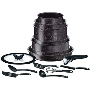 Conjunto de 15 peças Tefal Effet Pierre - Compatível com indução Conjunto de 15 peças Tefal Effet Pierre - Compatível com indução
