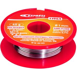 GUILBERT EXPRESS - Hilo de soldar - 40g - Sin plomo - 1mm - 227°C - Hilo de soldar GUILBERT EXPRESS - Hilo de soldar - 40g - Sin plomo - 1mm - 227°C - Hilo de soldar