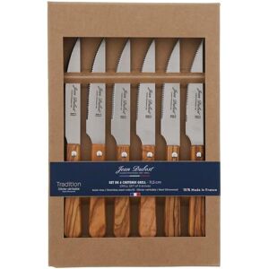 Jean Dubost Juego de 6 Cuchillos para Bistec - Hoja de Acero Inoxidable y Mango de Madera Jean Dubost Juego de 6 Cuchillos para Bistec - Hoja de Acero Inoxidable y Mango de Madera