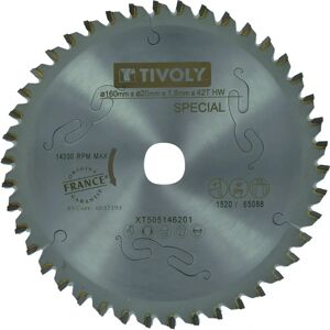 Tivoly - Hoja de sierra circular Ø160 mm 42 dientes carburo - Corta múltiples materiales Tivoly - Hoja de sierra circular Ø160 mm 42 dientes carburo - Corta múltiples materiales