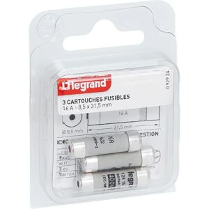 Cartuccia Fusibile Cilindrica Legrand 16A - Confezione da 3 Cartuccia Fusibile Cilindrica Legrand 16A - Confezione da 3