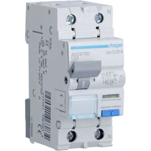 Hager ADC975D - 2 pôles 25A Type AC IP2X Hager ADC975D - 2 pôles 25A Type AC IP2X