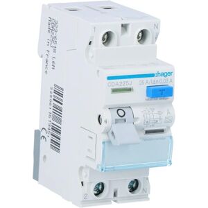 Hager CDA225J Διαφορικός διακόπτης - 25A, Τύπος A, 1P+N Hager CDA225J Διαφορικός διακόπτης - 25A, Τύπος A, 1P+N