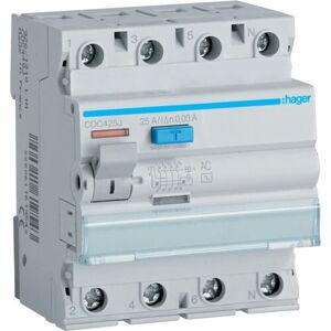 Hager CDC425J - 3P+N 25A 30mA AC Typ Elektrischer Gehäzebezug Hager CDC425J - 3P+N 25A 30mA AC Typ Elektrischer Gehäzebezug