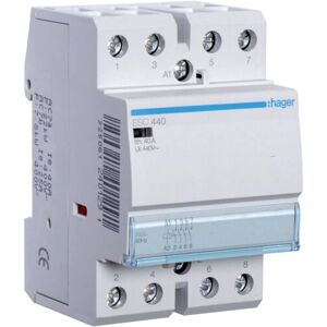 Relè elettrico Hager - 40A, 230V, 4NO, Montaggio su guida DIN Relè elettrico Hager - 40A, 230V, 4NO, Montaggio su guida DIN