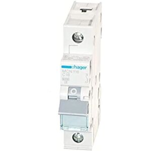 Hager MCN116 Circuit Breaker - 1-Pole, 16A, 6kA, IP20 - Type C Hager MCN116 Circuit Breaker - 1-Pole, 16A, 6kA, IP20 - Type C
