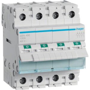 Hager SBN490 Διακόπτης - 4P, 100A, IP20 - Ηλεκτρική ασφάλεια Hager SBN490 Διακόπτης - 4P, 100A, IP20 - Ηλεκτρική ασφάλεια