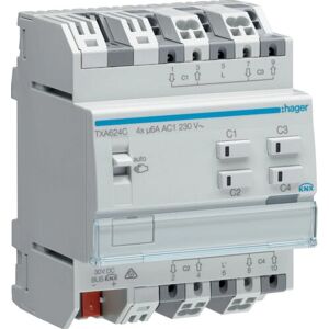 Hager TXA624C Blanc 4 canaux actionneur KNX - Publicité Hager TXA624C Blanc 4 canaux actionneur KNX - Publicité