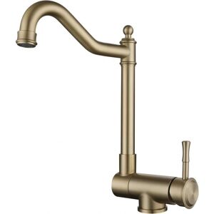 Sjqka Brushed Gold Kitchen Faucet - Swiveling, Foldable Spout - Kitchen Faucet Sjqka Brushed Gold Kitchen Faucet - Swiveling, Foldable Spout - Kitchen Faucet