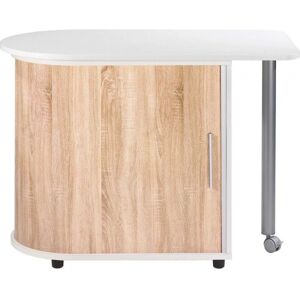 Bureau pivotant blanc et chêne FUN avec rangement - Publicité Bureau pivotant blanc et chêne FUN avec rangement - Publicité