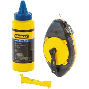 Stanley PowerWinder Chalk Line Reel Set - 30m, Blue Chalk & Level Stanley PowerWinder Chalk Line Reel Set - 30m, Blue Chalk & Level