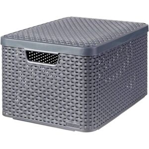 VidaXL Curver Storage Boxes with Lid - L Anthracite - Storage Boxes VidaXL Curver Storage Boxes with Lid - L Anthracite - Storage Boxes