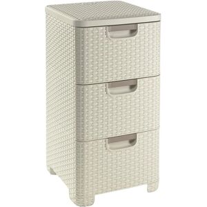 Curver Bookcase with 3 Drawers - Cream - 3x14L Storage Cabinet Curver Bookcase with 3 Drawers - Cream - 3x14L Storage Cabinet