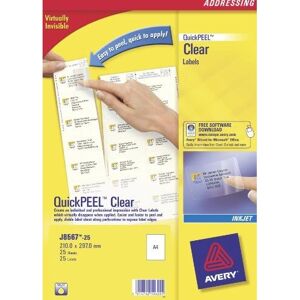 Avery J8567-25 Transparent Inkjet Labels - Printer Labels Avery J8567-25 Transparent Inkjet Labels - Printer Labels