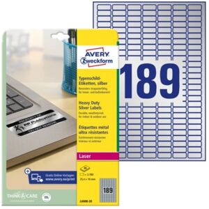 Avery L6008-20 Silver Metal Labels - Printer Type Labels Avery L6008-20 Silver Metal Labels - Printer Type Labels