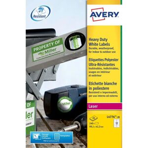 Étiquettes laser ultra-résistantes blanches Avery L4776 - Étiquettes - Publicité Étiquettes laser ultra-résistantes blanches Avery L4776 - Étiquettes - Publicité
