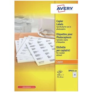 Étiquettes pour Imprimante Avery DP033-100 Blanches Autoadhésives - 70x26mm - Publicité Étiquettes pour Imprimante Avery DP033-100 Blanches Autoadhésives - 70x26mm - Publicité