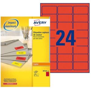 Avery DP24R-100 Self-adhesive printer labels - Red - 70x35mm - 2400 pcs Avery DP24R-100 Self-adhesive printer labels - Red - 70x35mm - 2400 pcs